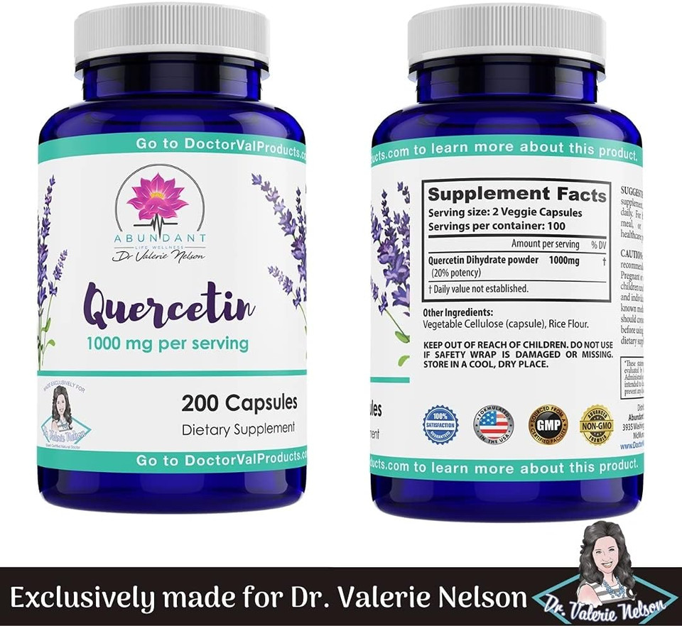 Quercetin 500 Mg - 200 Capsules - Absolute Best Value On Amazon - 2 Caps Is 1,000 Mg - Formulated In The Usa