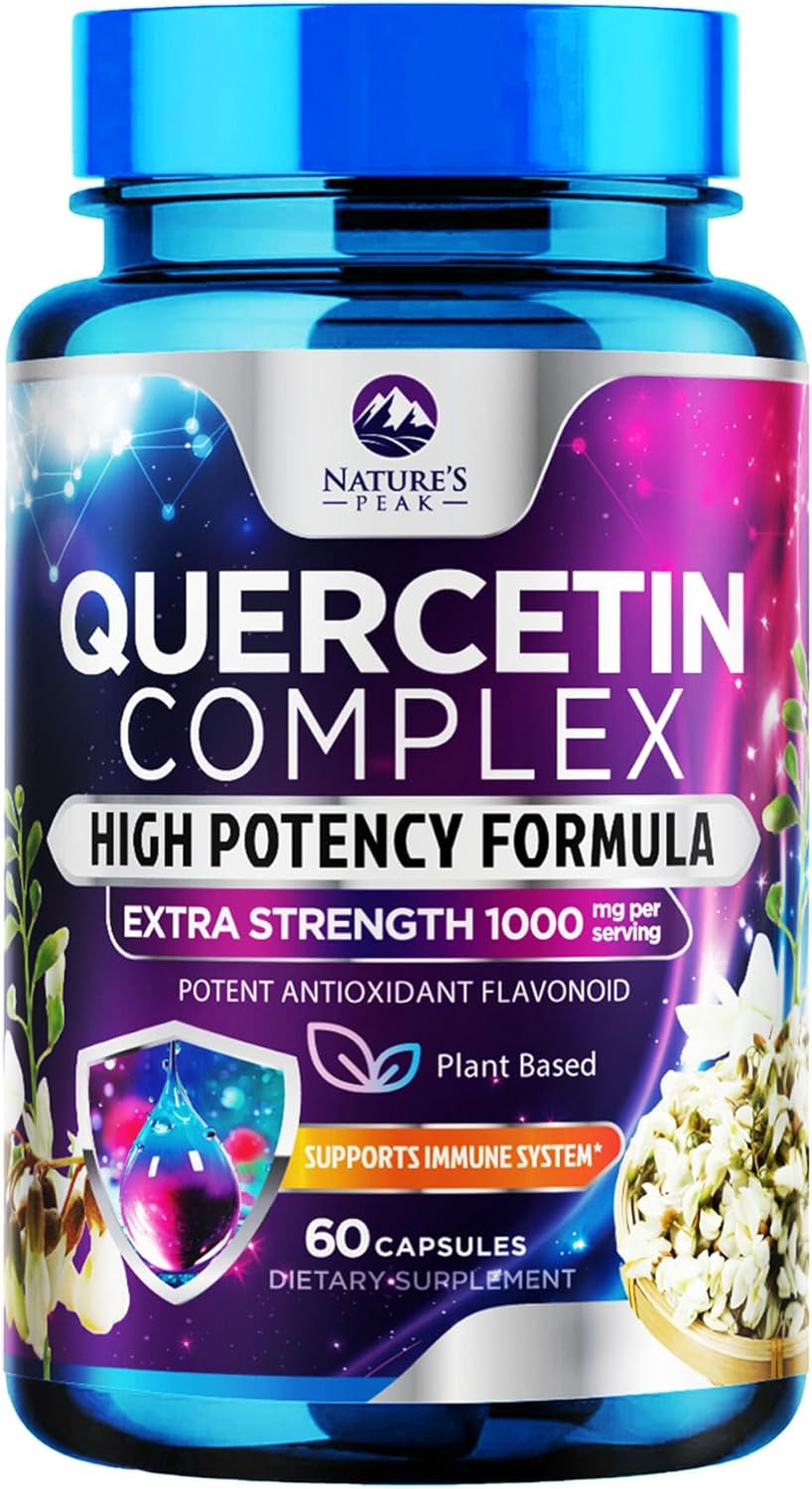 Quercetin Capsules 1000Mg, With Ultra Strength Complex - Health Antioxidant Supplements For Respiratory, Heart And Immune Support - Vegan Third Party Tested, Non-Gmo, Gluten Free - 60 Veggie Capsules