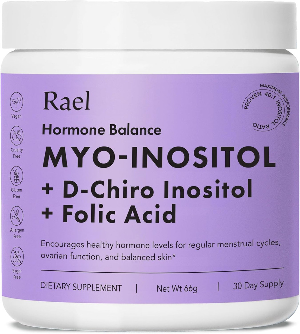 Rael Hormone Balance For Women, Inositol Powder Supplement - Ovarian Function Support, Vitamin B8, 40:1 Proven Ratio, Folic Acid, Vegan (30 Servings)