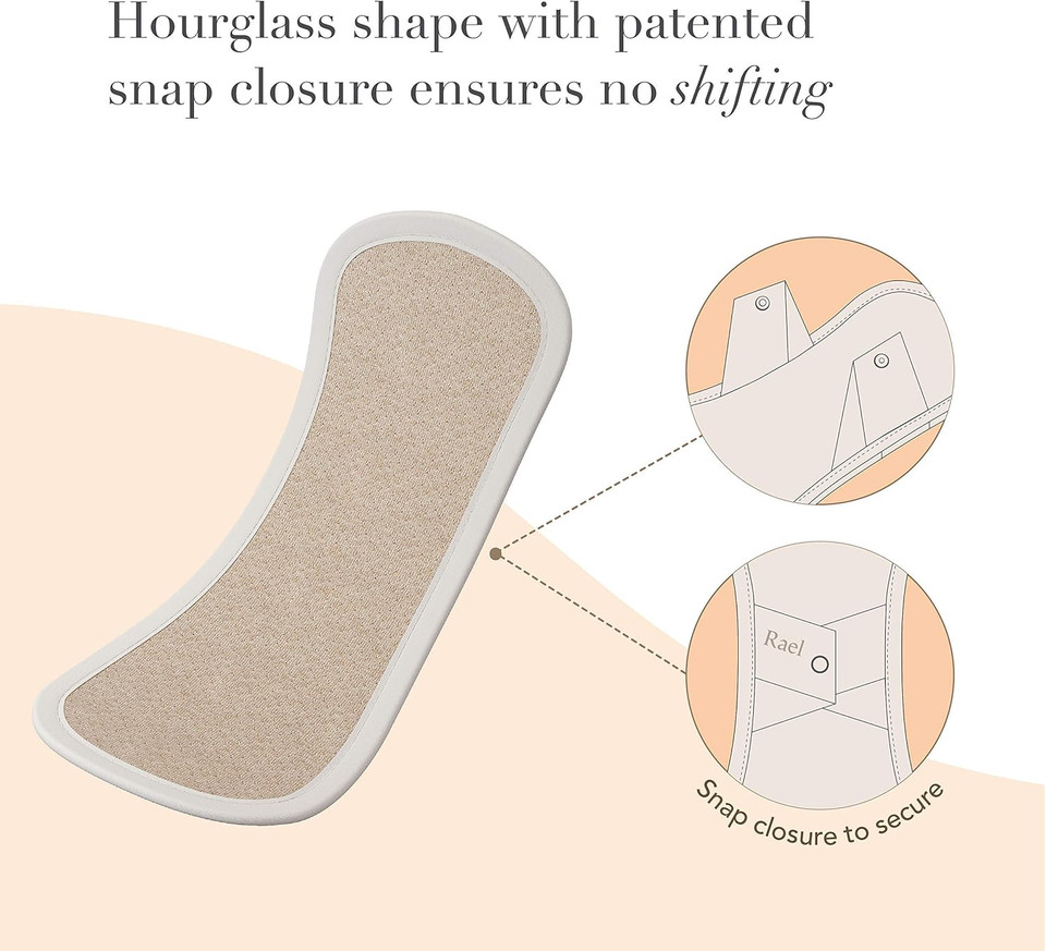 Rael Reusable Panty Liners Menstrual, Organic Cotton Cover, Period Essential, Cloth Pantyliner For Women, Washable, Soft And Thin, Leak-Free, Washing Machine Safe (5 Count, White)