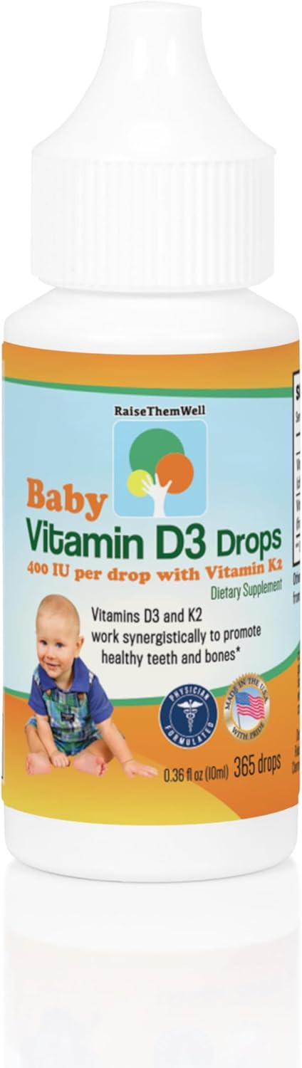 Raise Them Well- Vitamin D And K Drops For Bone And Teeth Health, 365 Servings, 0.36 Fl/Oz
