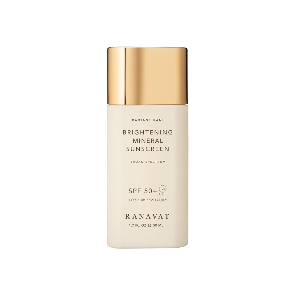 Ranavat Brightening Mineral Face Sunscreen - Broad-Spectrum Spf 50 Mineral Sunscreen With Zero White Cast - Boosts Radiance & Helps Protect Against Signs Of Aging - Safe For Sensitive Skin (50 Ml)