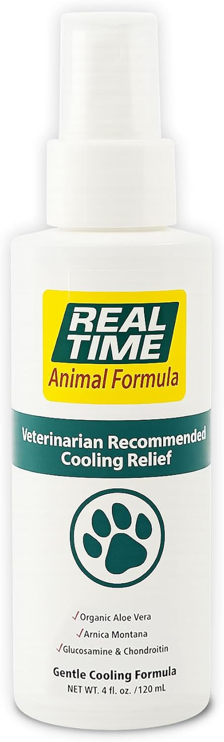 Real Time Pain Relief Pet Formula - 4Oz Spray Bottle | Vet Recommended Relief For Pets | 16 Natural Ingredients Including Menthol, Aloe Vera, And Arnica | Gentle Cooling Sensation | Easy Application