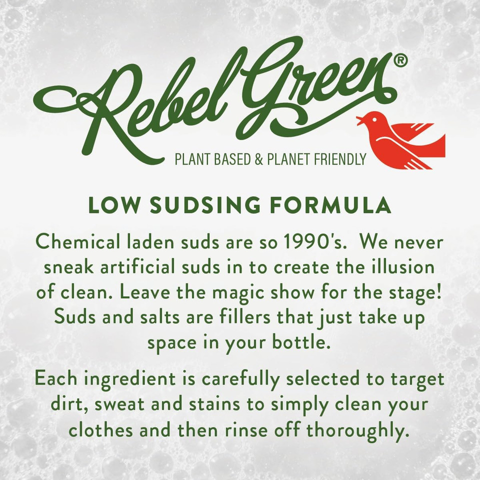 Rebel Green Laundry Detergent, Organic And Sulfate Free Hypoallergenic Laundry Soap, Pink Likal Scent, 64 Load Bottle