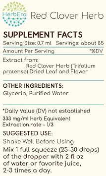Red Clover Herb B60 Alcohol-Free Herbal Extract Tincture, Red Clover Herb (Trifolium Pratense) Dried Leaf And Flower (2 Fl Oz)