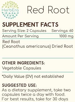 Red Root 120 Capsules, 500 Mg, Wildcrafted Red Root (Ceanothus Americanus) Dried Root (120 Capsules)