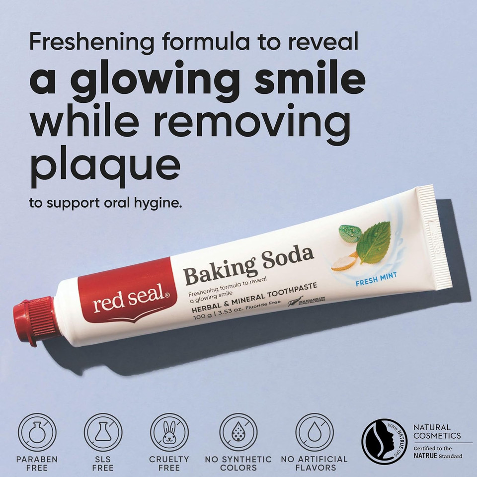 Red Seal Flouride Free Family Toothpaste Bundle - Baking Soda And Kids Natrue Certified Natural Toothpaste, No Additives, Sls Free, Organic, Vegan Friendly