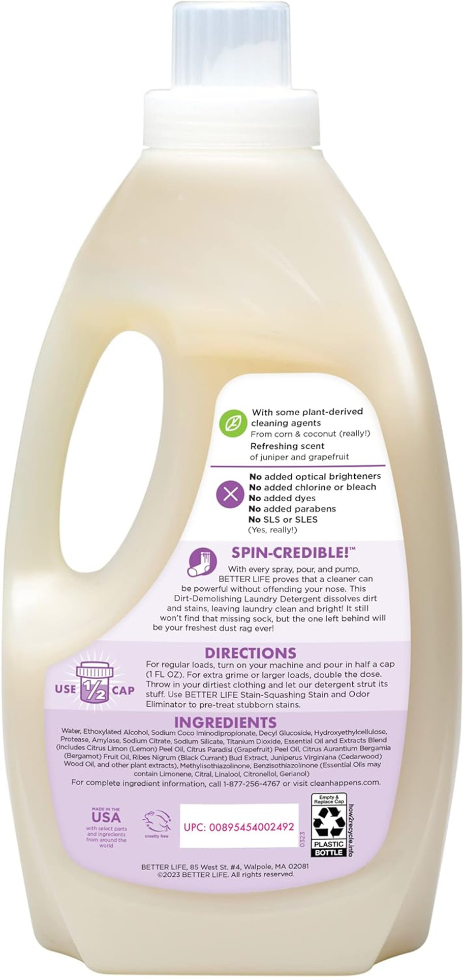 Better Life Natural Concentrated Laundry Detergent, Lavender Grapefruit, 64 Loads