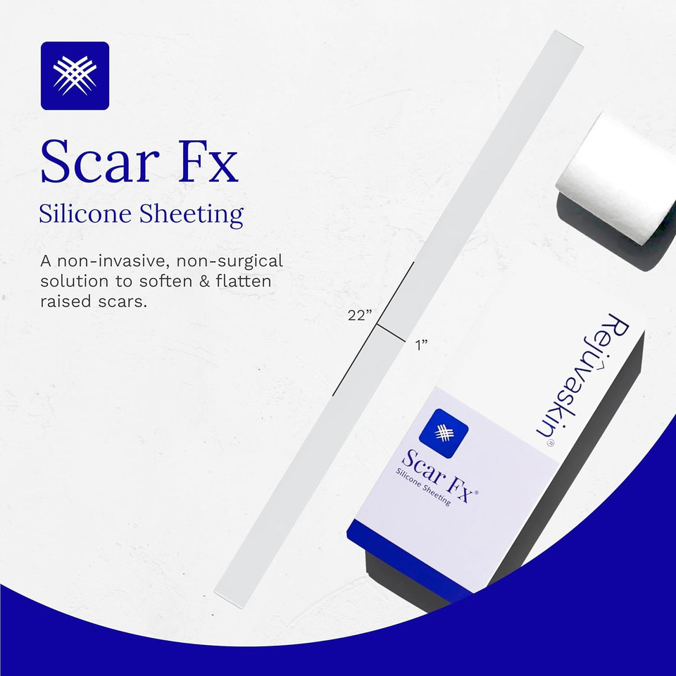 Rejuvaskin Scar Fx Silicone Sheeting, 1 Inch X 22 Inches Silicone Tape For Abdominal Scars, 1 Sheet, Soften, Flatten & Reduce The Appearance Of Scars