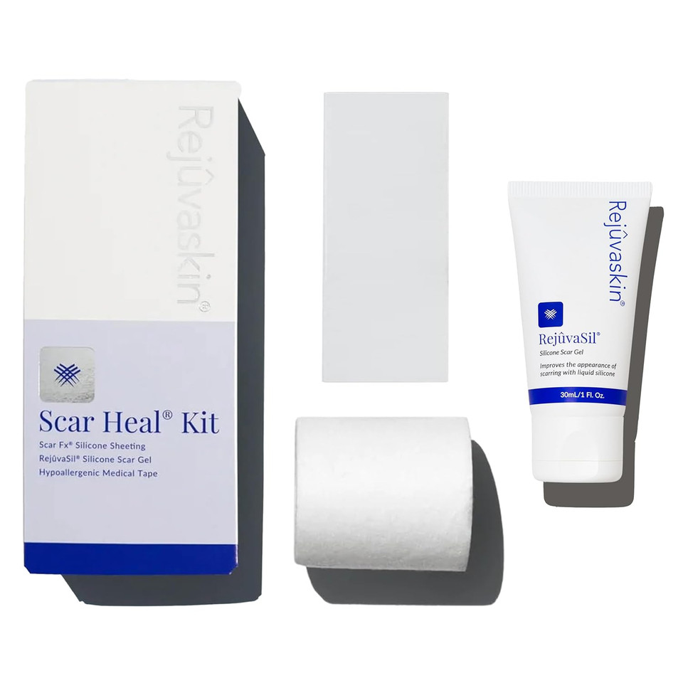 Rejuvaskin Scar Heal Kit For Small Scars, Soften, Flatten, Reduce And Recover, Silicone Sheeting, Rejuvasil Gel & Medical Tape, 1.5" X 3"