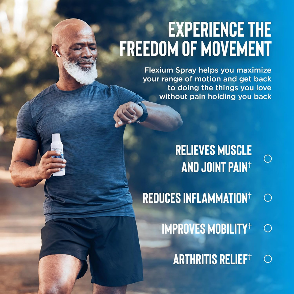 Relaxium Flexium Instant Spray For Pain, Max Strength With 10.5% Menthol & Curcutame, Supports Muscle, Joint And Arthritis Pain Relief, 3 Fl Oz. (90 Ml)