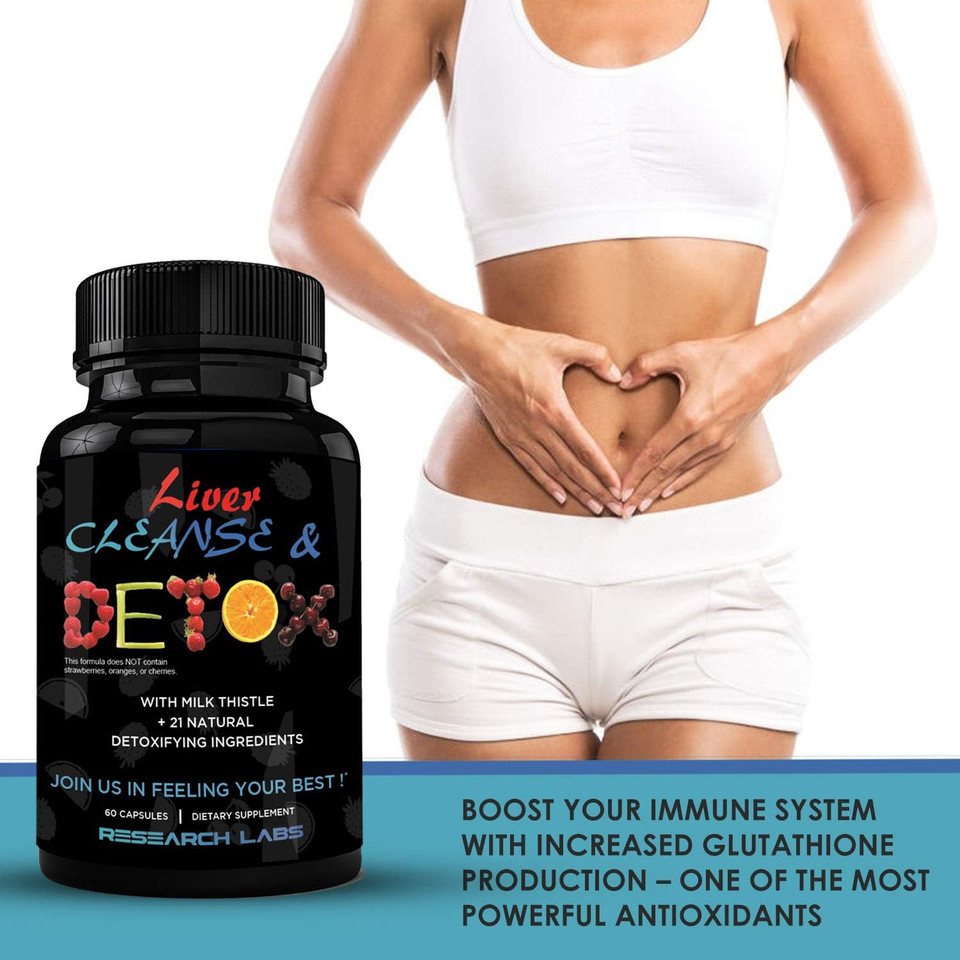 Research Labs Doctor Recommended Premium Liver Detox Cleanse & Support W/Milk Thistle, Beet, Dandelion. 23 Powerful Herbs