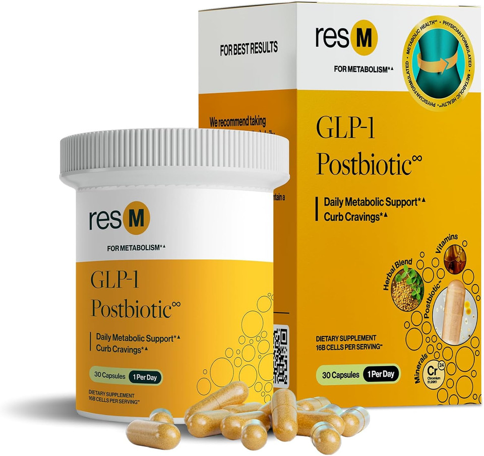 Resm Glp-1 Postbiotic - Glp 1 Activate Supplement For Women & Men, Glp1 Activator & Supporter, Vegan Gut Health Vitamins, Daily Natural Metabolic Support - 30 Vegetarian Capsules (1 Bottle)