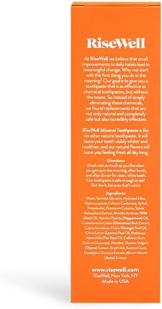 Risewell Mineral Toothpaste - All Natural Toothpaste With Hydroxyapatite - Made In The Usa, No Added Fluoride, Sls-Free - For A Stronger And Healthier Teeth, Wild Mint, 4 Oz