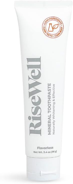 Risewell Mineral Unflavored Toothpaste - Hydroxyapatite Flavorless Toothpaste - Made In The Usa, Sensitive Teeth Whitening, No Added Fluoride, Sls-Free - Made By Dentists, 3.4 Oz