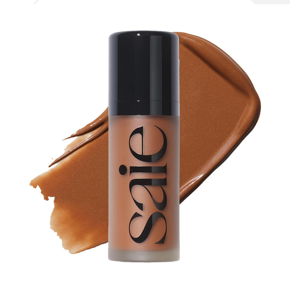 Saie Dew Bronze - Hydrating Liquid Bronzer Stick For A Sun Kissed Glow - Liquid Contour Stick Infused With Nourishing Skin Care Ingredients - Sculpted Face Makeup Essential - Sand (0.4 Oz)