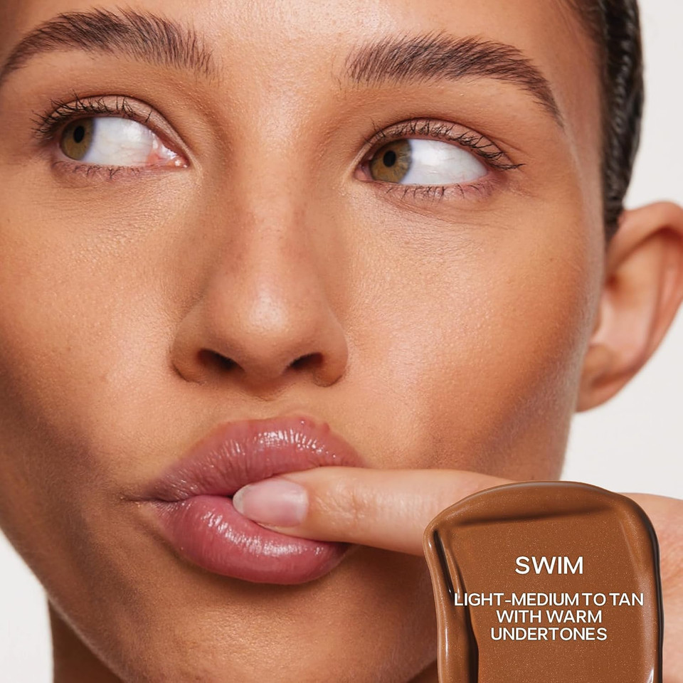 Saie Dew Bronze - Hydrating Liquid Bronzer Stick For A Sun Kissed Glow - Liquid Contour Stick Infused With Nourishing Skin Care Ingredients - Sculpted Face Makeup Essential - Swim (0.4 Oz)