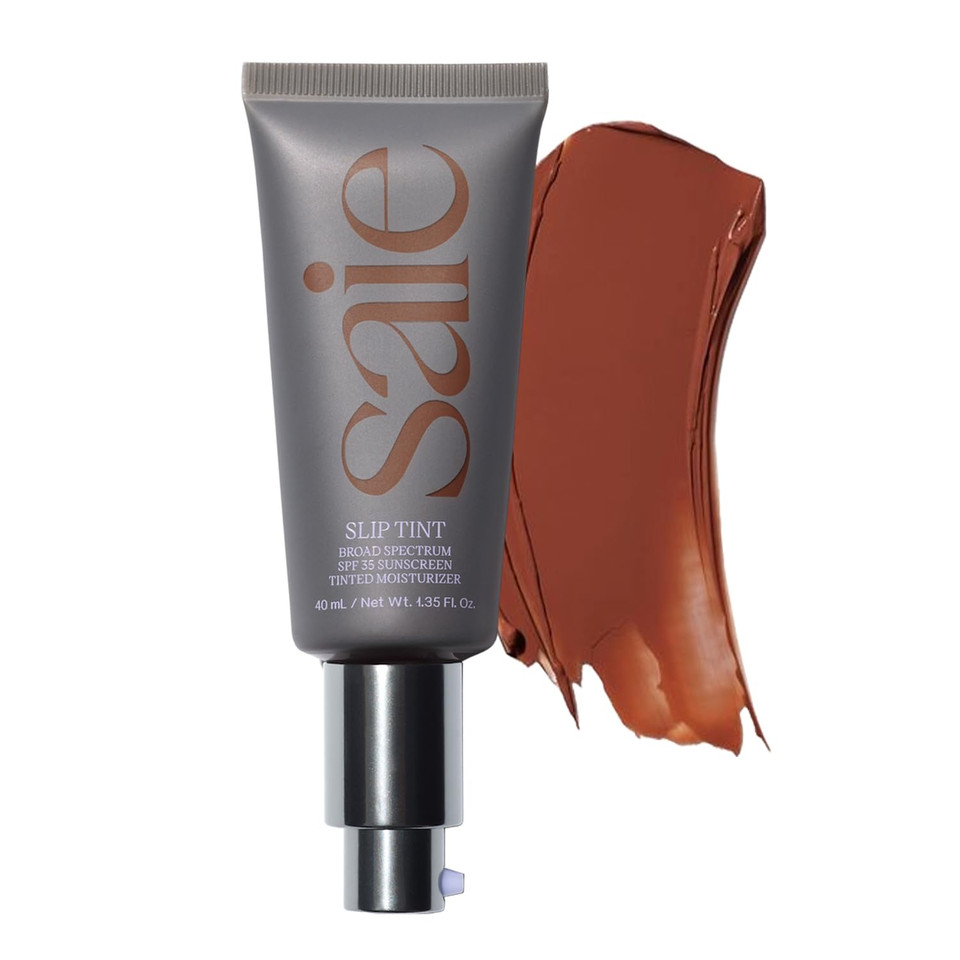 Saie Slip Tint Tinted Moisturizer With Spf 35 - Light Coverage, Glowy Skin Tint & Mineral Sunscreen For Face With Hydrating Hyaluronic Acid - Summer Makeup Essential - Shade Ten (1.35 Oz)