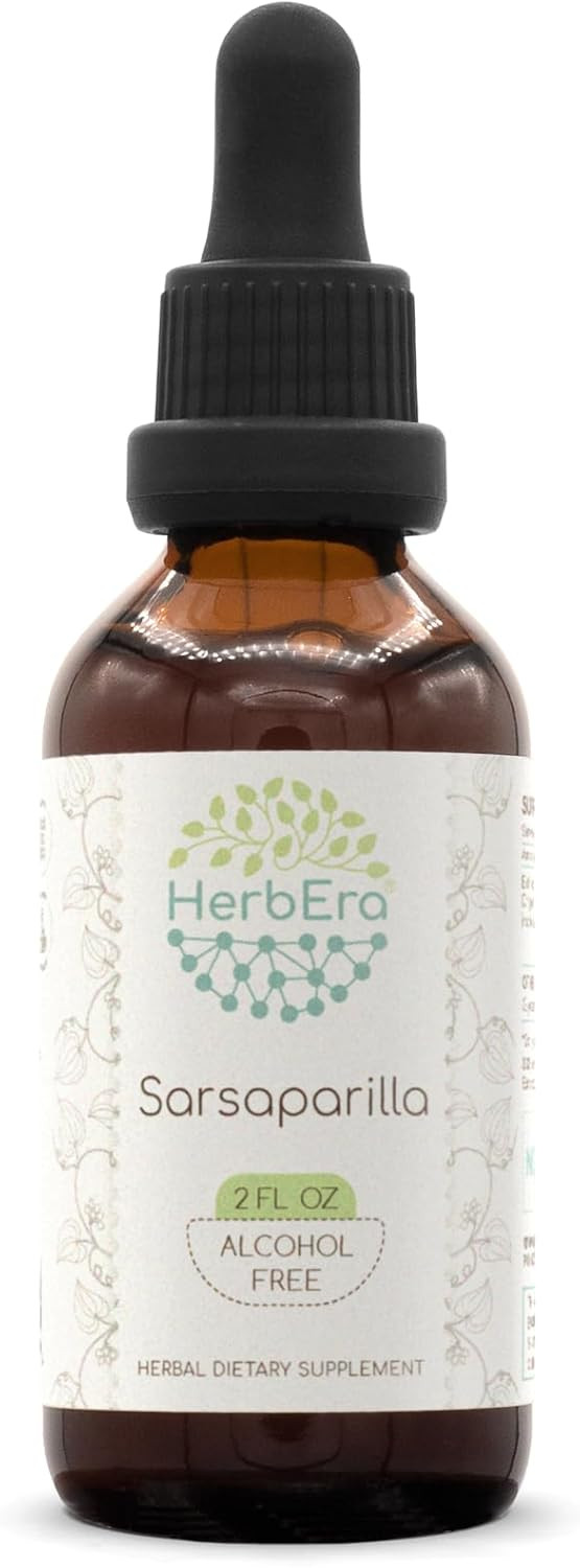 Sarsaparilla B60 Alcohol-Free Herbal Extract Tincture, Concentrated Liquid Drops Natural Sarsaparilla (Hemidesmus Indicus) Dried Root (2 Fl Oz)