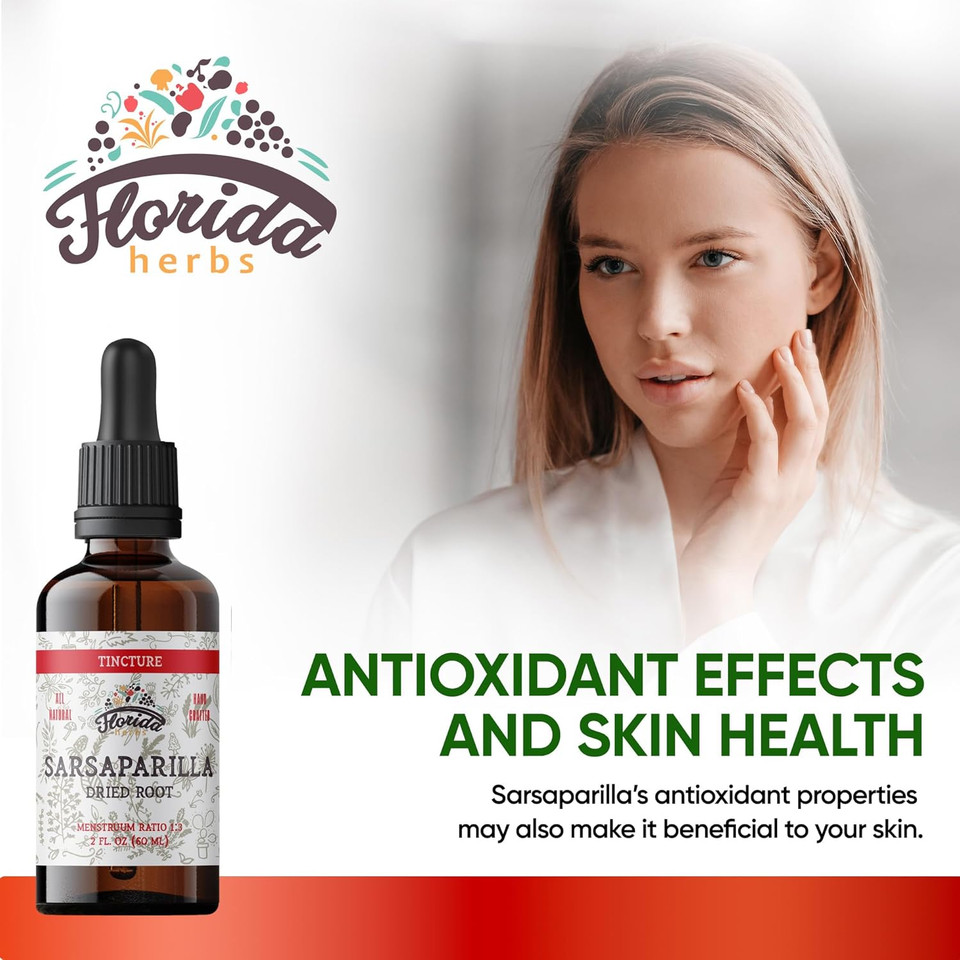 Sarsaparilla Tincture, Organic Sarsaparilla Extract (Smilax Medica) Dried Root, Non-Gmo In Cold-Pressed Organic Vegetable Glycerin 2 Oz, 670 Mg