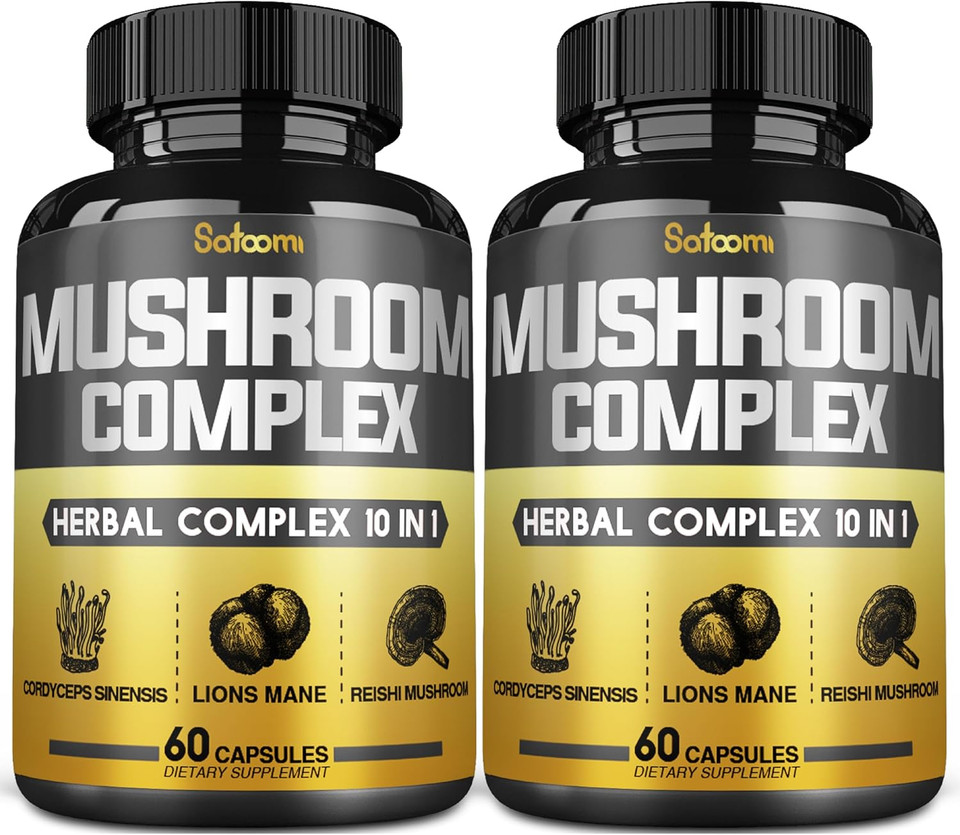 Satoomi 90 Capsules - 10In1 Turkey Tail Supplement With Lions Mane, Turkey Tail Mushroom, Reishi Mushroom & Others - For 90 Days