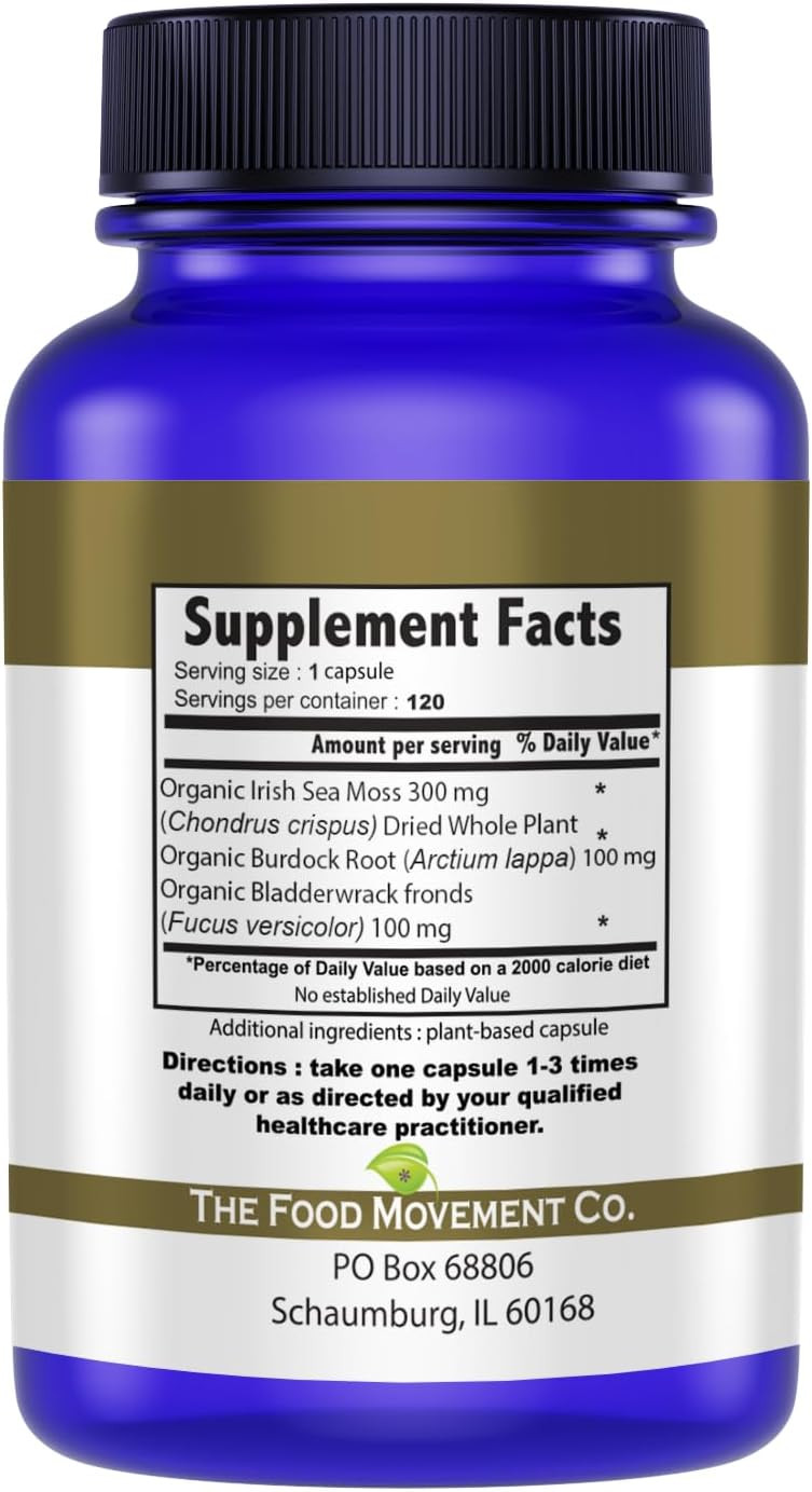 Sea Moss Master Formula With Burdock Root & Bladderwrack For Gut Health | Organic Vegan Supplement For Women & Men | Irish Sea Moss Blend For Optimal Well-Being (120)