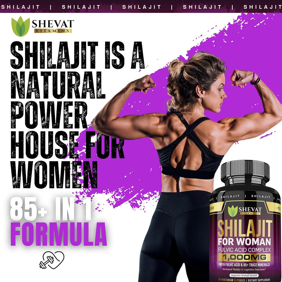 Shilajit Capsules 1000 Mg - Pure Shilajit For Women With Fulvic Acid Organic For Energy & Immune Support, Mineral Supplements For Women - Non Gmo| 90 Vegan Capsules| Made In Usa