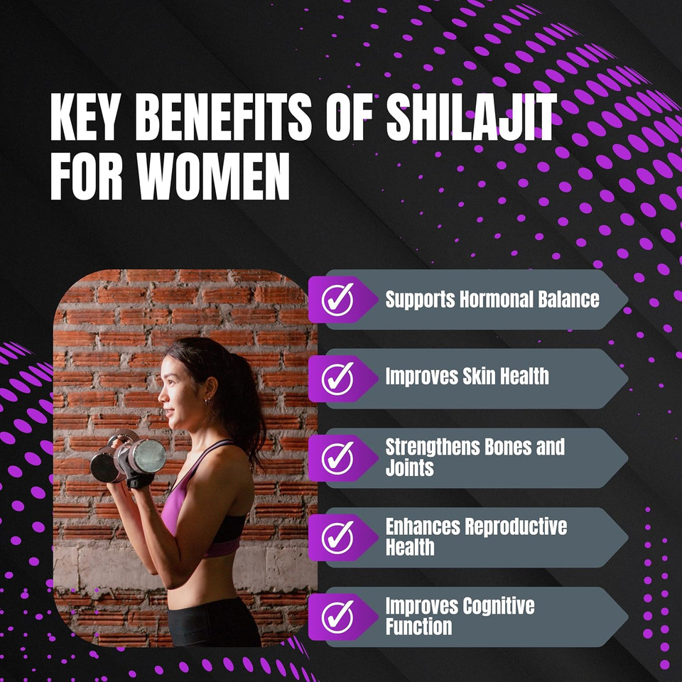 Shilajit Capsules 1000 Mg - Pure Shilajit For Women With Fulvic Acid Organic For Energy & Immune Support, Mineral Supplements For Women - Non Gmo| 90 Vegan Capsules| Made In Usa