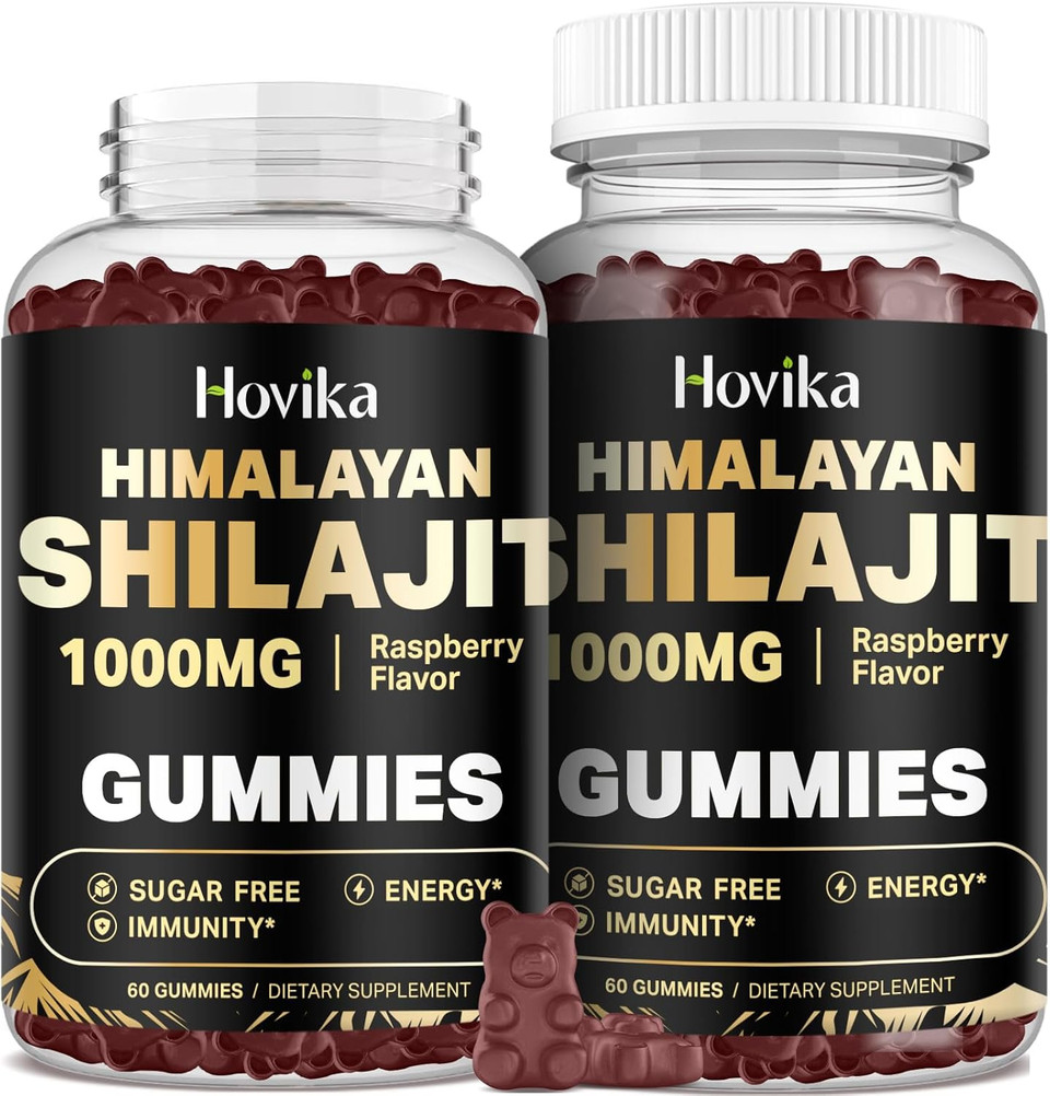 Shilajit Gummies 1000Mg For Men & Women - Pure Himalayan Shilajit Gummies With 85+ Trace Minerals, Ashwagandha, Turmeric, Black Pepper - Energy & Immune Support - Sugar Free Raspberry Flavor 60 Count
