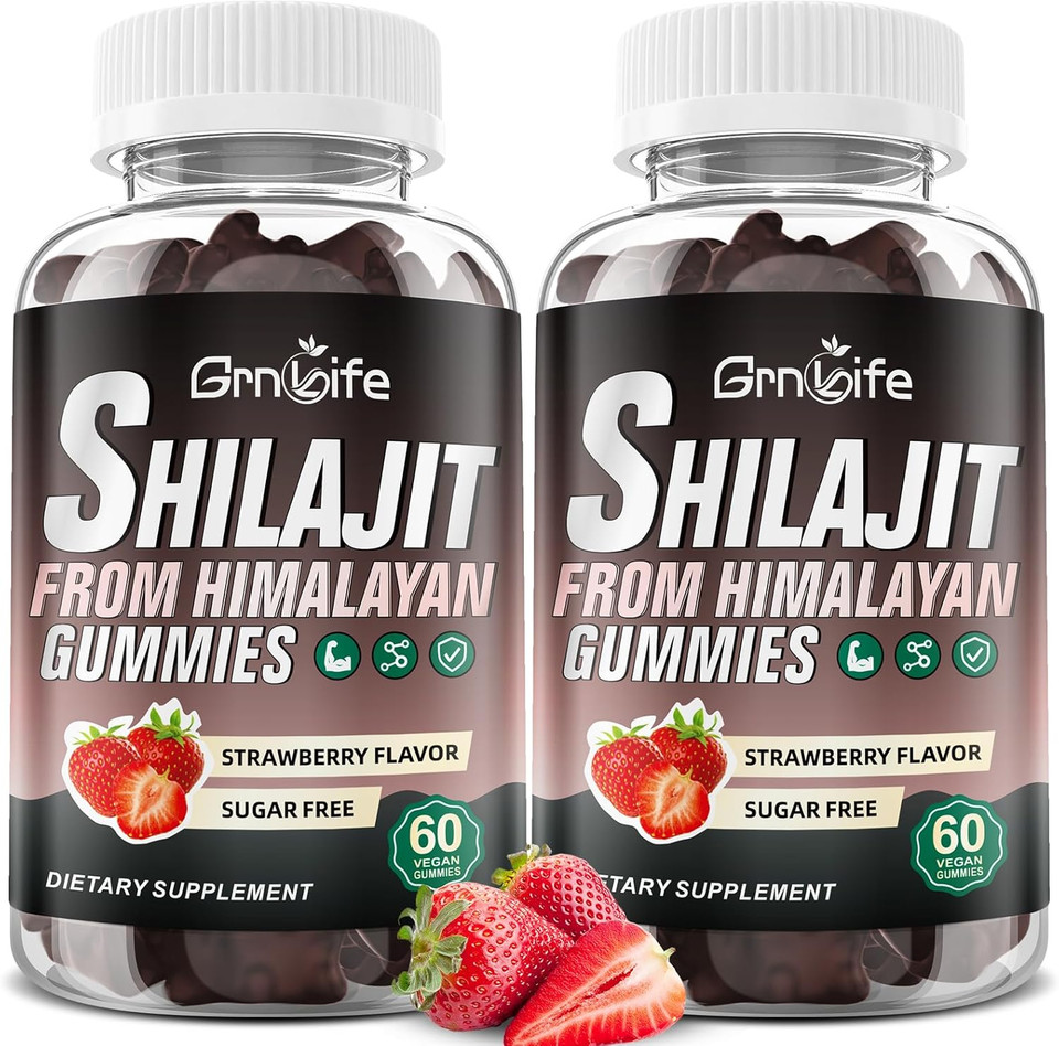 Shilajit Gummies For Men & Women, 1000Mg Shilajit Supplement With 85+ Trace Minerals & Fulvic Acid For Energy, Immunity, Sugar-Free, Strawberry-60 Count