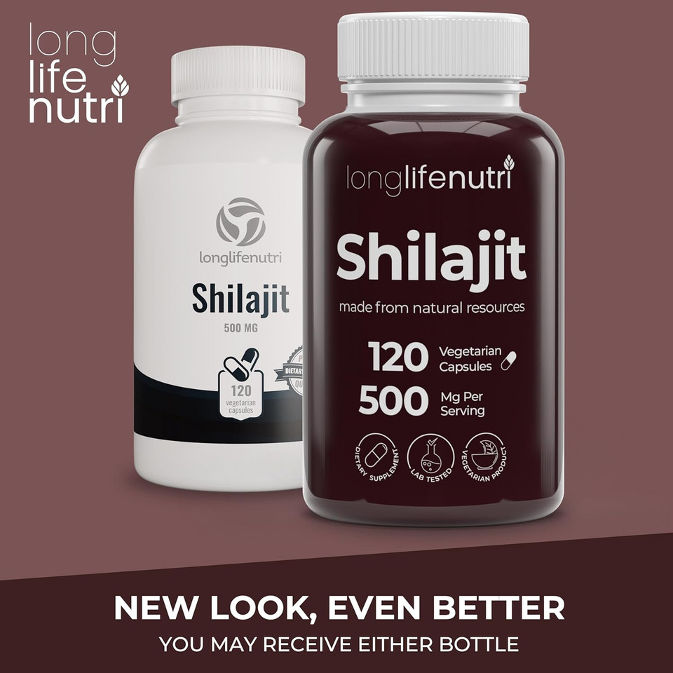 Shilajit Pure Himalayan Extract 500Mg With 15% Fulvic Acid 500Mg - 120 Vegetarian Capsules, 4 Month Supply, Organic Supplement For Vitality & Mental Clarity, Made In Usa, Gluten Free, Non-Gmo