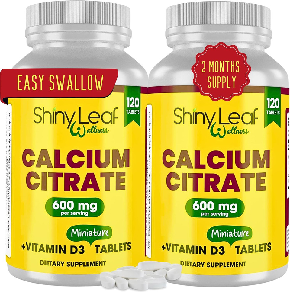 Shiny Leaf Calcium Minis 600 Mg - Daily Tablets Of Calcium Citrate 600Mg Plus Vitamin D3 For Bariatric Post-Op And Gastric Bypass For Women And Men, Easy To Swallow, Made In Usa, Vegetarian - 360 Ct