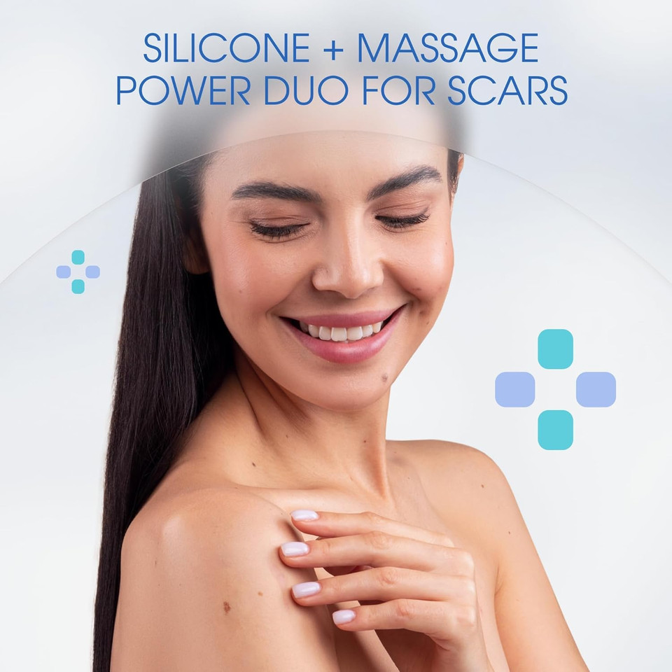 Silicone Scar Gel In Massage Roller, Medical Grade Scar Treatment New And Old Scars, Scar Cream Serum For Surgical Scars & Hypertrophic Scar, Tattoo Safe