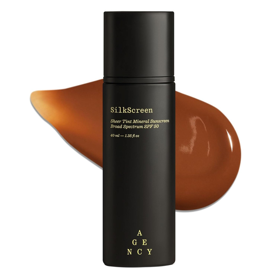 Silkscreen Sheer Tinted Spf 50 Mineral Face Sunscreen, Anti-Aging Hydrating Serum, Visibly Smooths And Enhances Glow, Agency By Curology, Medium-Deep