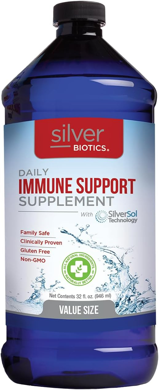 Silver Biotics Colloidal Nano Silversol Ag4O4 10 Ppm Immune Support | Bio-Hacking Immune Building Natural Support | 16 Fl Oz