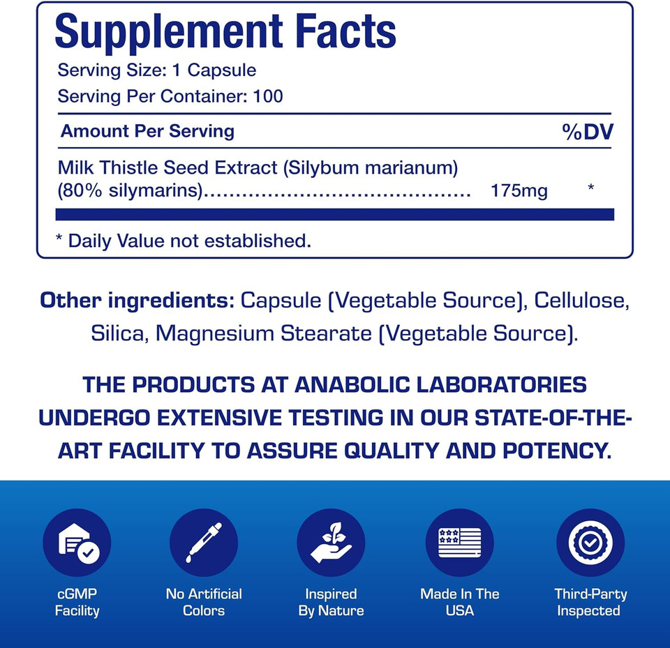 Silymarin Milk Thistle Extract Capsules - Clinical Milk Thistle Liver Supplements For Women & Men With Standardized 80% Silymarin For Liver Cleanse Detox Support - Vegan Made In The Usa - 100 Servings