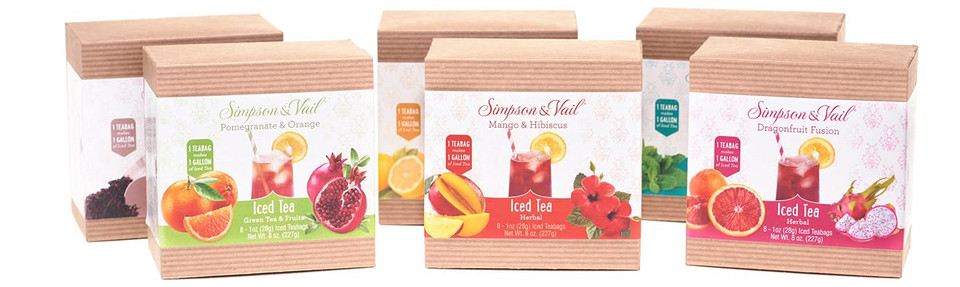 Simpson & Vail, Mango & Hibiscus Herbal Iced Teabags (8 Count / 8 Gallons)