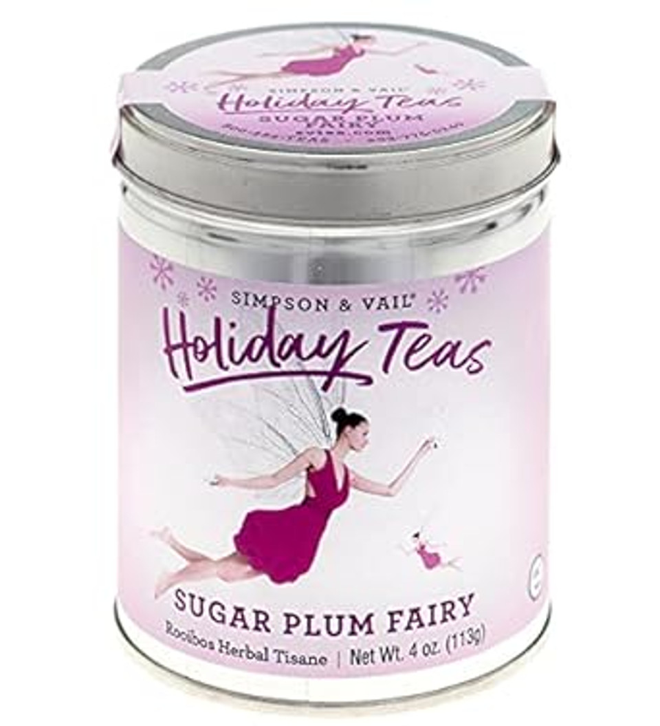 Simpson & Vail, Sugar Plum Fairy Rooibos Herbal Tisane, Holiday Collection - 4 Ounce Tin / 50 Cups