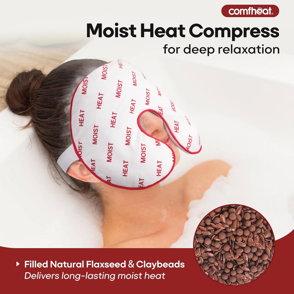 Sinus Mask, Warm Cold Compress For Sinus Relief, Weighted Microwavable Face Heating Pad Adjustable Strap Eye Pillow For Sinus Pressure & Relaxation, 100% Cotton Skin Friendly, Lavender Scent