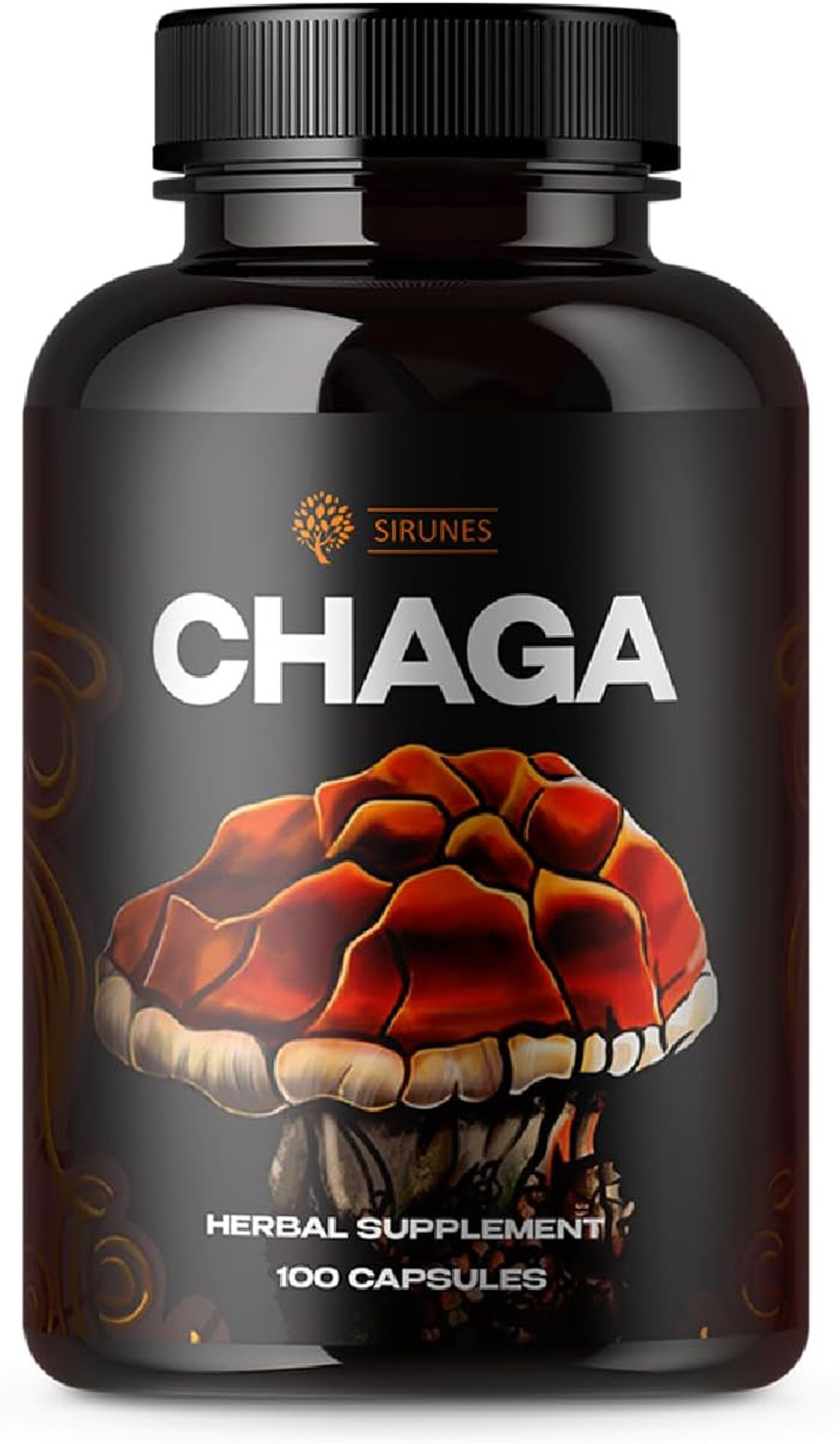 Sirunes Mushroom Supplement Chaga Mushrooms Capsules 100 Count  1000Mg Natural Organic Mushrooms With Chaga Mushroom Powder  Antioxidant Supplement For Immune Support, Energy Boos