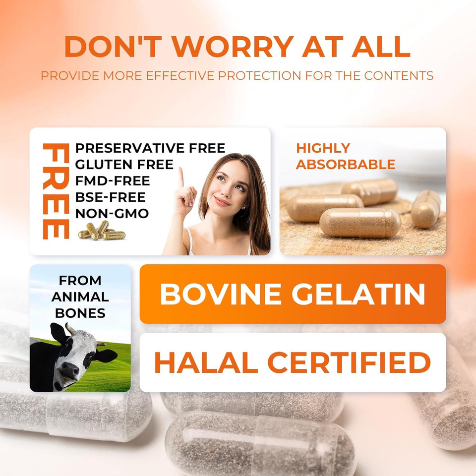 Size 0 Gelatin Capsules Empty Pill Gel Caps Pure Bovine Clear (500 Count) Gluten Free, Non-Gmo, Halal Certified Filling Kit With 2 Spoons For Diy Your Own Supplements