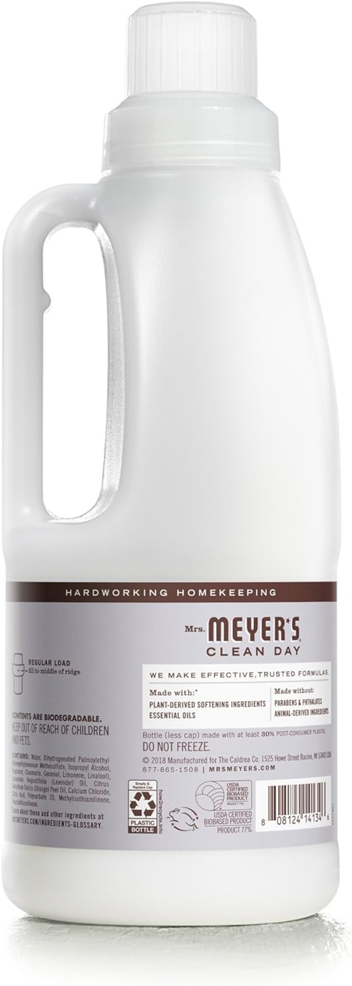 Mrs. Meyer'S Clean Day Liquid Fabric Softener, Infused With Essential Oils, Paraben Free, Peony, 32 Oz (32 Loads)