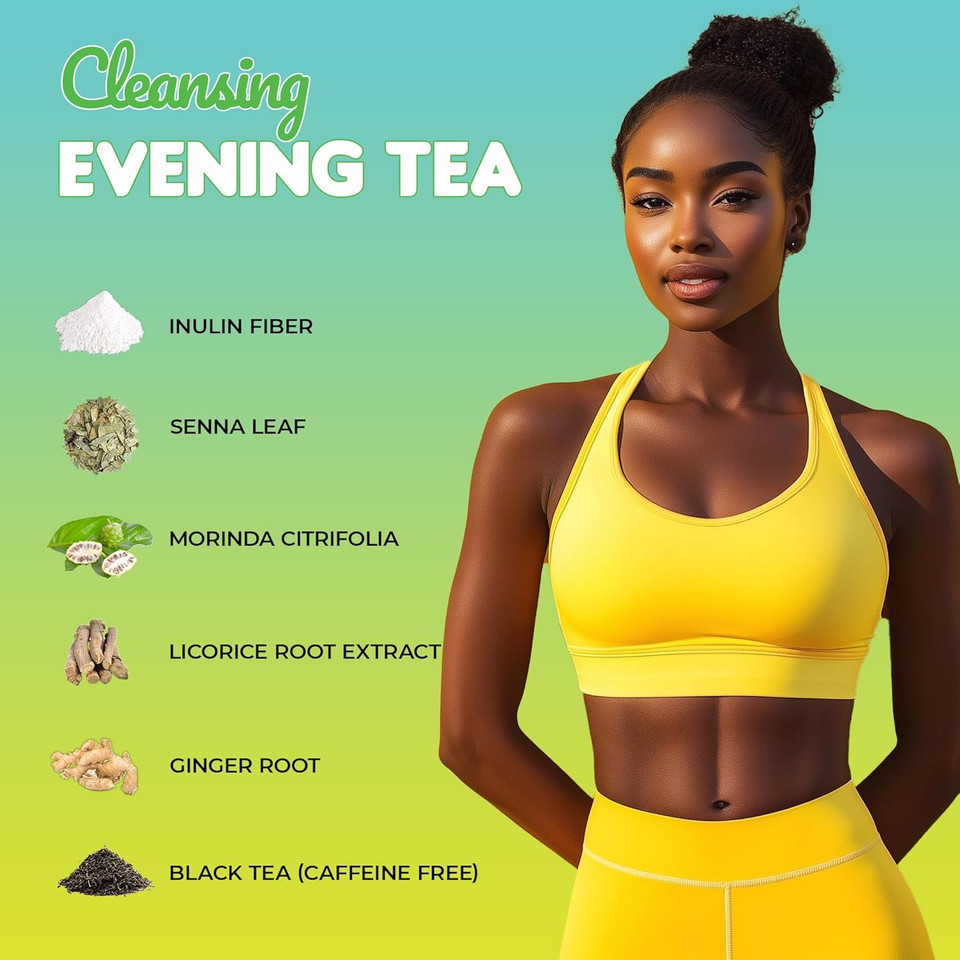 Skinny Teas Instant Tea Sticks  Cleansing Evening Tea  14 Ct  Herbal Detox Blend With Colon And Body Cleansing Herbs  All Natural Gentle Cleanse, Reduce Bloat (Apple Cinnamon)