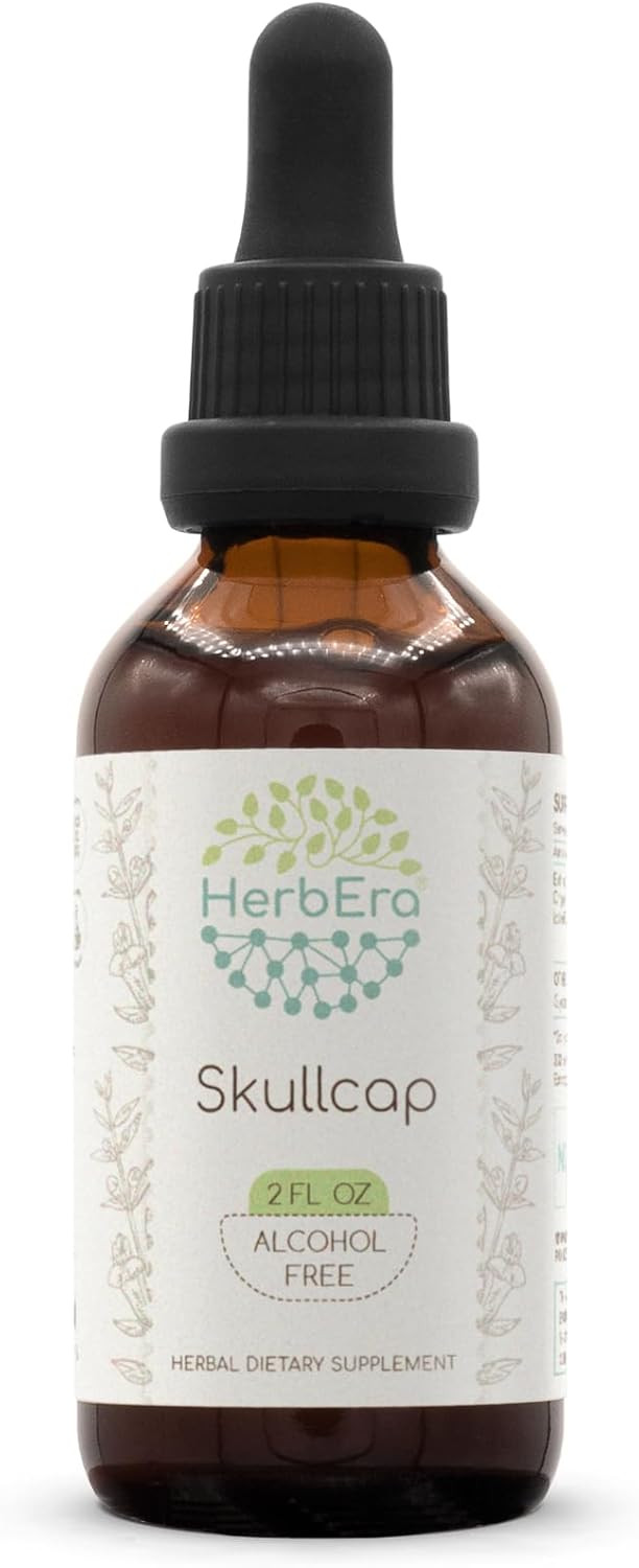 Skullcap B120 Alcohol-Free Herbal Extract Tincture, Concentrated Liquid Drops Natural Skullcap (Scutellaria Lateriflora) 4 Fl Oz