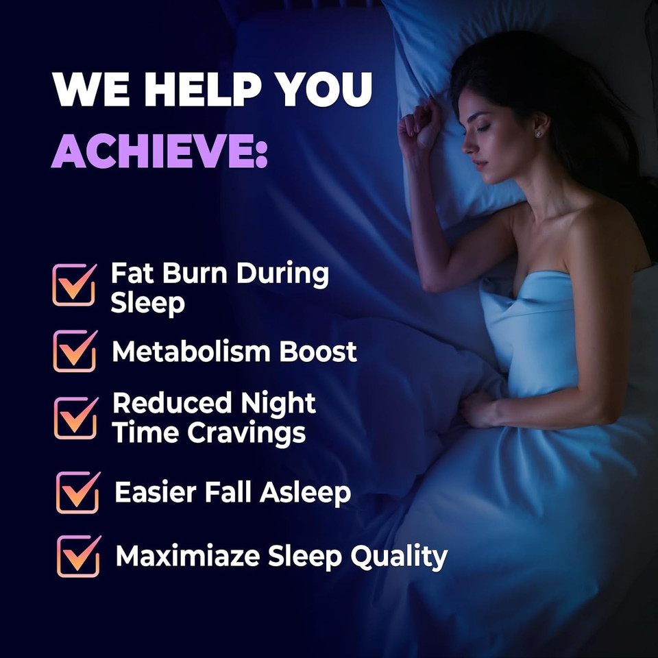 Sleep Burn Night Time Fat Burner,Night Shred Fat Burner And Natural Sleep Support For Men And Women,Metabolism Booster With Vitamin B6,L-Theanine Melatonin Astragalus Ceylon Cinnamon Berberine 60Ct
