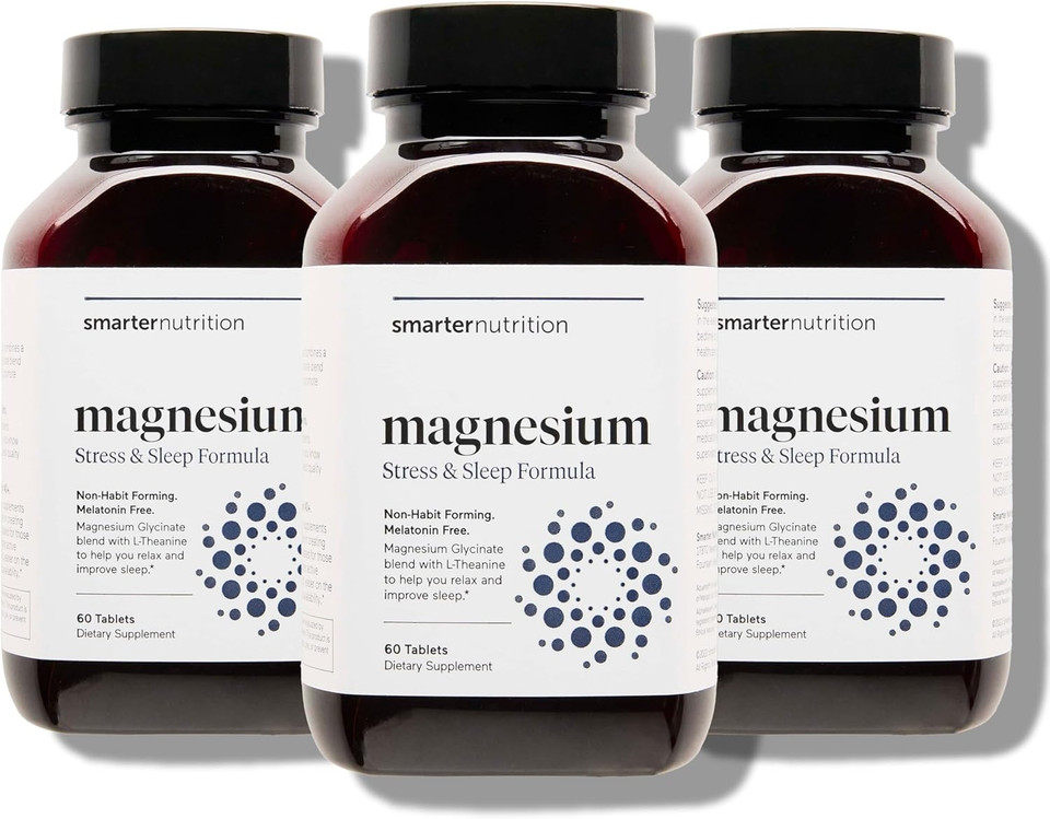 Smarter Nutrition Magnesium Complex - Chelated Magnesium Glycinate + Citrate, Malate For Sleep, Relaxation, Muscle & Nerves + Clinically Proven L-Theanine, Non-Gmo-60 Tablet[30-Day Supply]