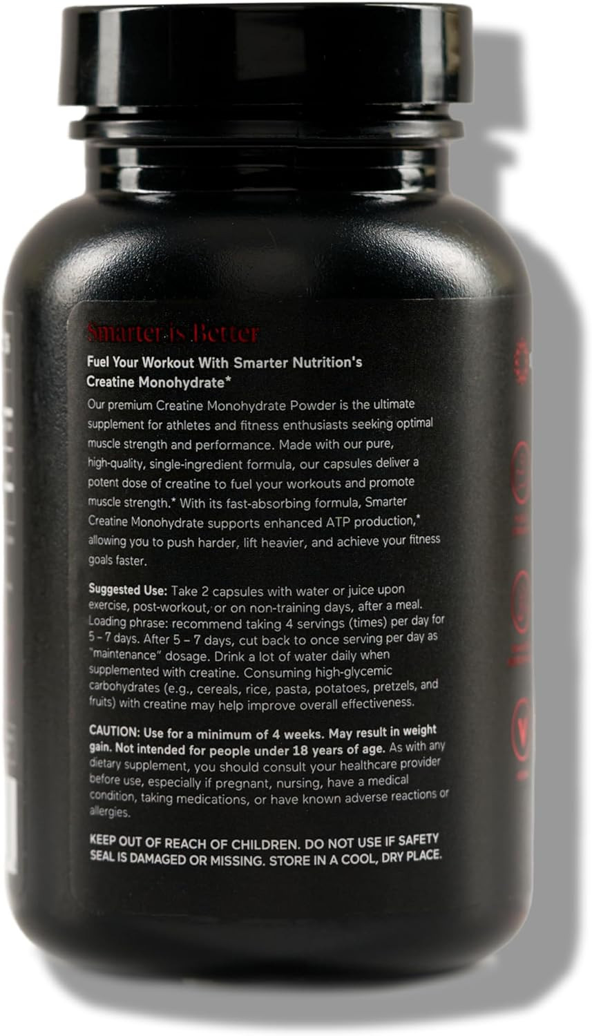Smarternutrition Creatine Monohydrate Pills With 2500Mg (2.5G) Per Serving, Vegan Capsules - Pre & Post Workout Recovery Support, Promotes Muscle Mass &. Endurance - 120 Count[60-Day Supply]