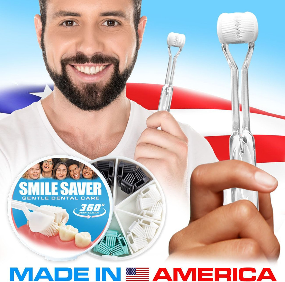 Smile Saver 360° Deep Clean 3-Sided Toothbrush | 3X Triple Clean + Soft Gum Massage | Built-In Tongue Scraper | 3D Replaceable Heads | Child Kids Adults Braces Special Needs Travel | Made In America