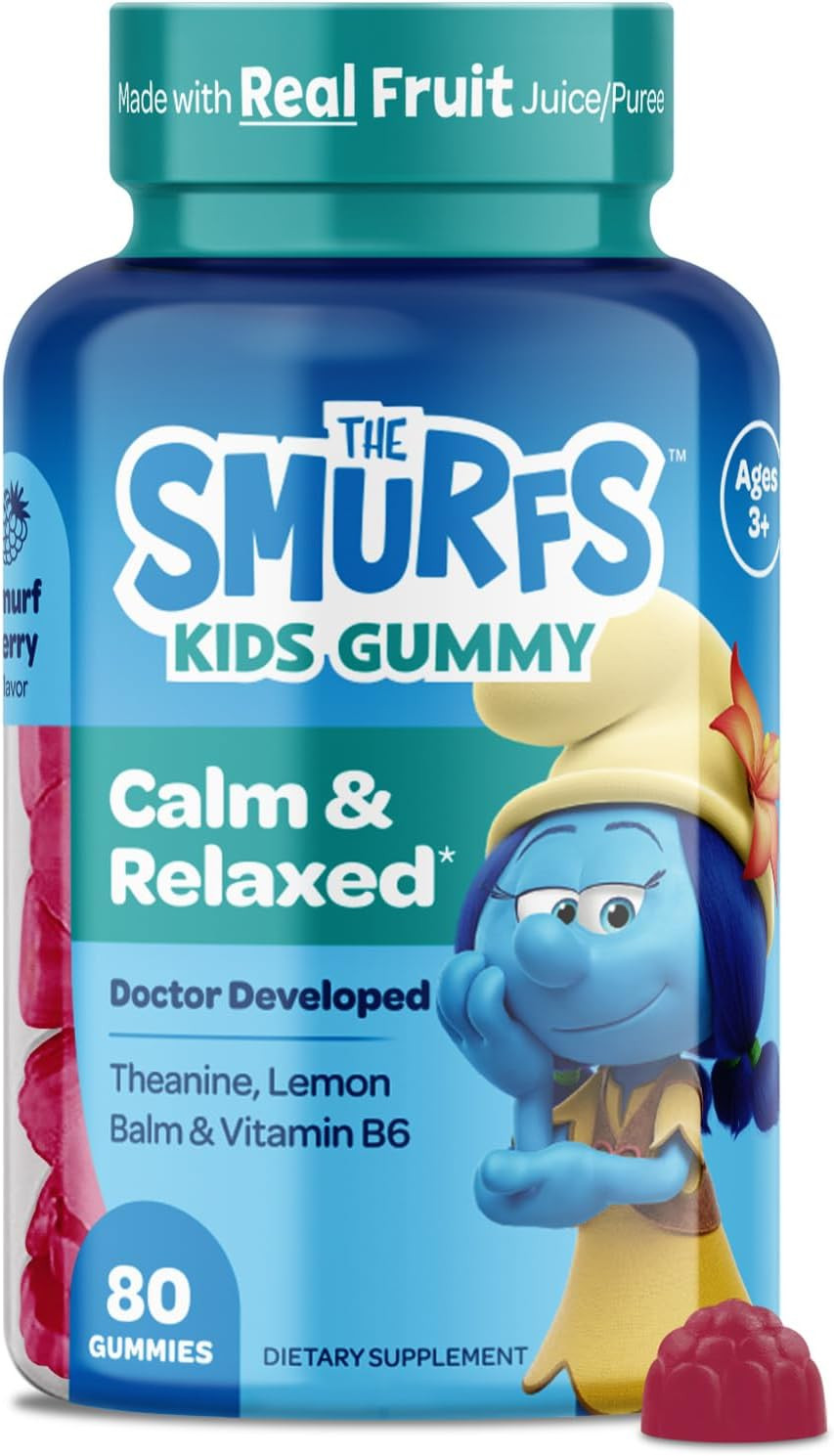 Smurfs Focus Gummies For Kids | Kids Focus And Attention Supplement With Phosphatidylserine | Made With Real Fruit | Doctor Developed | Non-Gmo And No Artificial Flavors Or Colors | 30 Gummies