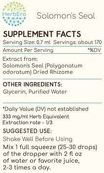 Solomon'S Seal B60 Alcohol-Free Herbal Extract Tincture, Concentrated Liquid Drops Natural Solomon'S Seal (Polygonatum Odoratum) 2 Fl Oz